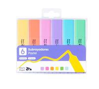 Raylu Paper - Surligneurs Fluo avec Pointe Biseautée, Pack de 6 Surligneurs Fluo 2-5 mm, Idéal pour Étude, Bureau et Organisation (Fluo, 6 pcs)