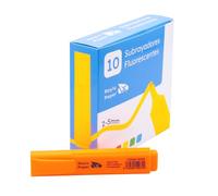 Raylu Paper Surligneurs Fluo Orange avec Pointe Biseautée, Pack de 10 Highlighter Trait 2-5 mm, Surligneurs pour Organisation (Orange, 10 pcs)