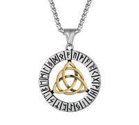 Raymard Collier nœud celtique Trinity pour homme, pendentif en acier inoxydable avec symboles viking nordiques pour homme, chaîne rolo de 61 cm, bijou celtique irlandais, Acier inoxydable, Pas de
