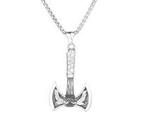 Raymard Collier pour homme à double tête de corbeau avec pendentif talismen nordique pour homme, chaîne rolo de 61 cm, bijou viking pour homme, Acier inoxydable, Pas de gemme