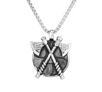 Raymard Collier viking à double tête avec pendentif talismen nordique pour homme, chaîne rolo de 61 cm pour homme, Acier inoxydable, Pas de gemme