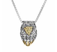 Raymard Collier Viking Valknut en forme de griffe d'ours pour homme, pendentif vintage nordique Mjolnir, avec chaîne rolo de 61 cm, bijou en acier inoxydable, Acier inoxydable, Pas de gemme