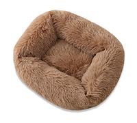 RayMinsin Panier carré en peluche pour chien et chat - Pour chiens de petite, moyenne et grande taille - Automne et hiver - Niche pour chat - Fournitures pour animaux domestiques (marron foncé, S)