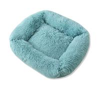 RayMinsin Panier carré en peluche pour chien et chat - Pour les grands, moyens et petits chiens en automne et en hiver - Bleu - Taille S