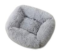 RayMinsin Panier carré en peluche pour chien et chat - Pour les grands, moyens et petits chiens en automne et en hiver - Gris clair - Taille S