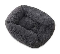 RayMinsin Panier carré en peluche pour chien et chat - Pour les grands, moyens et petits chiens en automne et en hiver - Gris foncé - Taille S
