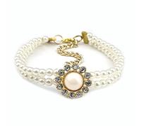 RayMinsino Collier de perles vintage doré pour chien et chat - Collier princesse pour petits animaux de compagnie (16 à 21,8 cm)