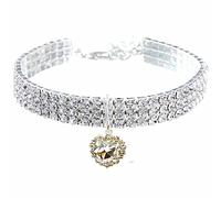 RayMinsino Collier élastique réglable avec pendentif en forme de cœur et strass pour animal domestique
