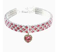 RayMinsino Collier élastique réglable avec pendentif en forme de cœur et strass pour animal domestique