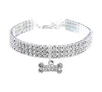 RayMinsino Collier pour animal de compagnie avec diamants, pendentif élastique en forme d'os en cristal réglable pour mariage chat et chien