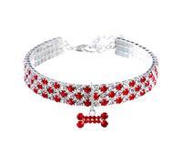 RayMinsino Collier pour animal de compagnie avec diamants, pendentif en forme d'os élastique réglable en cristal pour chat de mariage et chien petit collier pour animal de compagnie