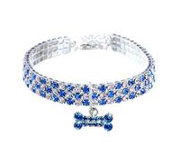 RayMinsino Collier pour animal de compagnie avec diamants, pendentif en forme d'os élastique réglable en cristal pour chat de mariage et chien petit collier pour animal de compagnie