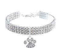 RayMinsino Collier pour Animal de Compagnie avec Diamants - Réglable - Pendentif en Forme de Griffe de cœur élastique - pour Chat et Chien - Petit Collier pour Animal Domestique