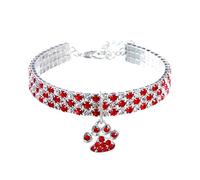 RayMinsino Collier pour Animal de Compagnie avec Diamants - Réglable - Pendentif en Forme de Griffe de cœur élastique - pour Chat et Chien - Petit Collier pour Animal Domestique