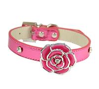 RayMinsino Collier pour Chien, Accessoires pour Chien en Cuir Réglable avec Strass Rose
