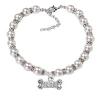 RayMinsino Collier réglable avec pendentif en forme d'os de chien serti de diamants