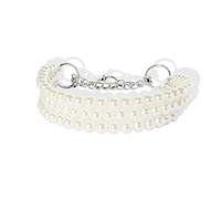 RayMinsino Joli collier de perles pour fête d'anniversaire pour chat et chien (28 à 31 cm) (Blanc)