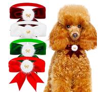 RayMinsino Lot de 4 colliers réglables en daim pour animal domestique avec nœud de couleur unie (21 à 39 cm)