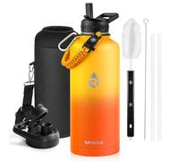 RAYMYLO Bouteille d'eau isotherme de 2,5 l en acier inoxydable à triple paroi sous vide (froid pendant 48 heures), anti-fuite et sans BPA, carafe d'eau moderne avec poignée en paracorde et couvercles