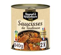 RAYNAL ET ROQUELAURE - Plat Cuisiné - Saucisses de Toulouse - Sans Conservateur · Sans Arôme Artificiel · Prêt au Micro-Ondes · Pour 2 Personnes - la boîte de 840g - Le Lot De 3