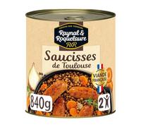 RAYNAL ET ROQUELAURE - Saucisses de Toulouse Authentiques pour Repas Convivial, Saveur Traditionnelle (Boîte 840g) - Le Lot De 3