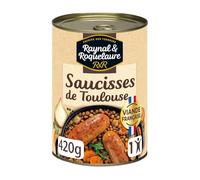 RAYNAL ET ROQUELAURE - Saucisses Toulouse aux Lentilles Cuisinées Savoureuses, 420G - Lot de 4