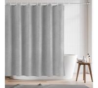 RAYNEAY Rideau de douche en lin naturel résistant à l'eau, 180 x 180 cm, en tissu texturé en lin avec ourlet lesté et crochets pour salle de bain, chambre humide, baignoire (gris)