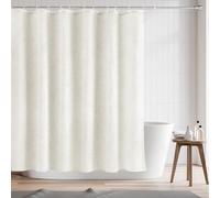 RAYNEAY Rideau de douche en lin naturel résistant à l'eau, 182 x 182 cm, en tissu texturé en lin avec ourlet lesté et crochets pour salle de bain, chambre humide, baignoire (crème)