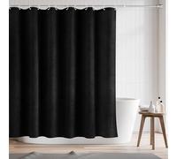 RAYNEAY Rideau de douche en lin robuste texturé avec ourlet lesté pour salle de bain, noir, 182 x 182 cm