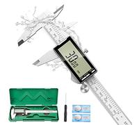 Raynesys Pied à Coulisse Numérique, 6 pouces Mesure de Diamètre Digital avec Écran LCD en Acier Inoxydable, Outil Micromètre Vernier avec mm/pouce Conversion de Précision pour Bricolage, Argent