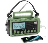 Raynic Radio d'urgence, radio météo à piles 12 000 mAh/44400 mWh, radio solaire à manivelle avec alerte AM/FM/SW/NOAA, chargeur de téléphone portable, charge de type C, lampe de poche et sirène SOS