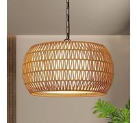 Rayofly Lampe à Suspendre en Rotin pour Table de Salle à Manger, 5 -flammes Large Boho Dining Table Suspension, Suspension pour Salle à Manger avec Abat-jour en Rotin,Lampe de Cuisine Pendant