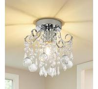 Rayofly Lustre en Cristal Moderne - Plafonnier 1-Flamme en Verre Chrome pour Salon, Chambre, Cuisine, Hall, Living Room