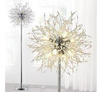Rayofly Moderne cristal lampadaire, Chrome feu D'artifice lampadaire avec interrupteur au pied, 8 luminaire G9, haute 172cm, métal verre lampadaires pour salon, chambre