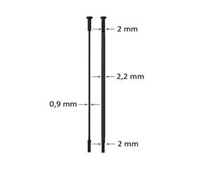 Rayon Sapim Cx-Ray Inox Tête Droite 300Mm Noir Avec Nipple Aluminium 14Mm Argent