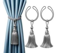 Rayong 2PCS Embrasse pour Rideaux, Embrasse Rideau Frange, Embrasses Rideaux Gris pour Décoration de Maison Salon, Salle De Séjour, Chambre, Bureau Hôtel