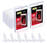 Rayong 6 Pochettes pour Cartes à Collectionner avec Aimant,Porte-Cartes magnétique 35 pt,Protection UV,Cadre avec 6 Porte-Cartes en Acrylique pour Cartes Photo Kpop- (Support Triangulaire)