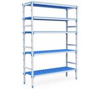 Rayonnage Aluminium 5 Niveaux Compatible Bac GN 2/3 - L 4710 à 5830 mm - Pujadas - 5298 mm blanc