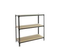 Rayonnage bois-métal léger sans vis 1000x1000x400 - 3 niveaux Anthracite/Bois - SIMON RACK - 8425437099052