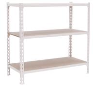 Rayonnage bois-métal léger sans vis 1000x1000x400 - 3 niveaux Blanc/Bois - SIMON RACK - 8425437085956