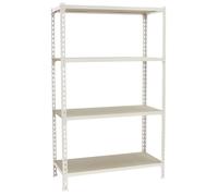 Rayonnage bois-métal léger sans vis 1500x1000x400 - 4 niveaux Blanc/Bois - SIMON RACK - 8435104975138