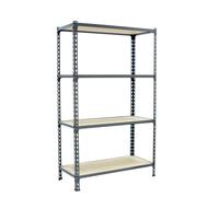 Rayonnage bois-métal léger sans vis 1500x1200x500 - 4 niveaux Gris/Bois - SIMON RACK - 8425437077456
