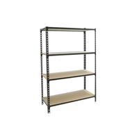 Rayonnage bois-métal léger sans vis 1500x800x300 - 4 niveaux Anthracite/Bois - SIMON RACK - 8425437099144