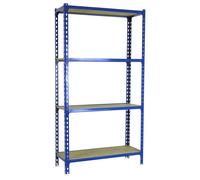 Rayonnage bois-métal léger sans vis 1500x900x500 - 4 niveaux Bleu/Bois - SIMON RACK - 8435104961223