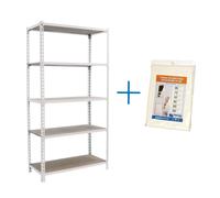 Rayonnage bois-métal léger sans vis 1800x900x300 - 5 niveaux Blanc/Bois - SIMON RACK - 8435104974582