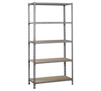 Rayonnage bois-métal léger sans vis 2000x1000x300 - 5 niveaux Gris/Bois - SIMON RACK - 8435104907474