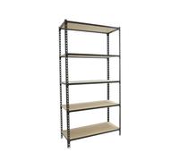 Rayonnage bois-métal léger sans vis 2000x1000x500 - 5 niveaux Anthracite/Bois - SIMON RACK - 8435104962282