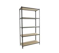 Rayonnage bois-métal léger sans vis 2000x1100x300 - 5 niveaux Anthracite/Bois - SIMON RACK - 8425437099458