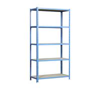 Rayonnage bois-métal léger sans vis 2000x1200x400 - 5 niveaux Bleu/Bois - SIMON RACK - 8425437077517