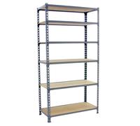 Rayonnage bois-métal léger sans vis 2500x800x400 - 6 niveaux Gris/Bois - SIMON RACK - 8435104955307